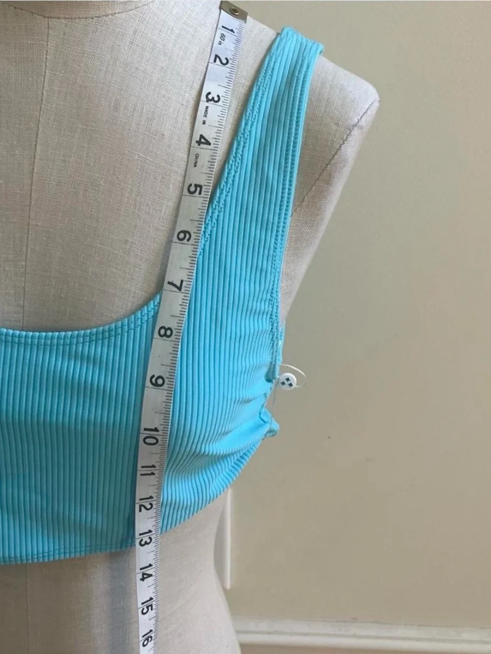 Frankie's Bikinis Ribbed Crop Swim Top - Aqua